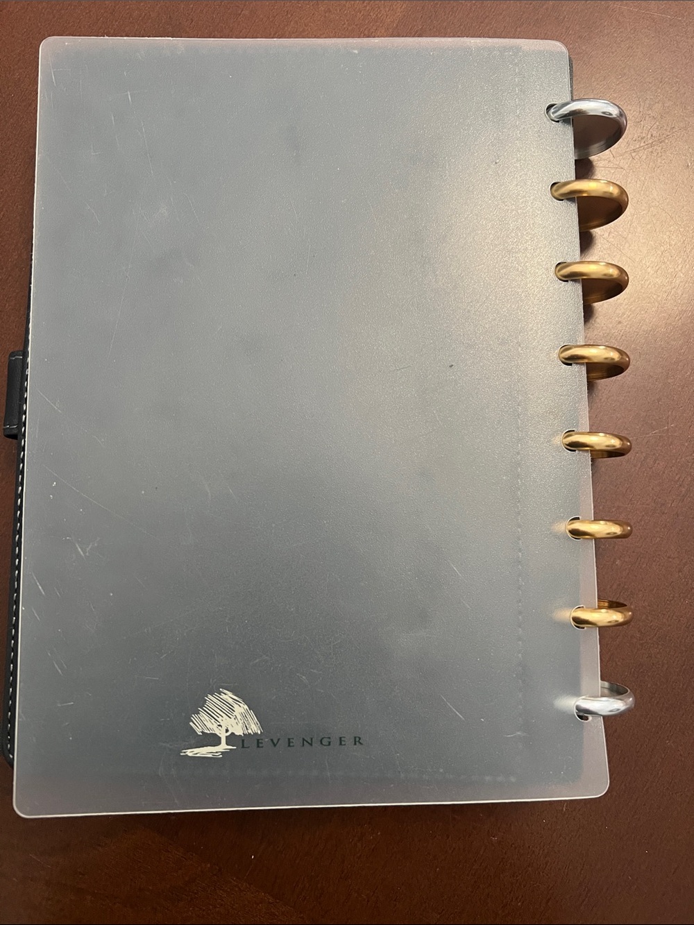 Levenger Black Leather Circa Fold-Over Notebook Junior Size. - Picture 4 of 8